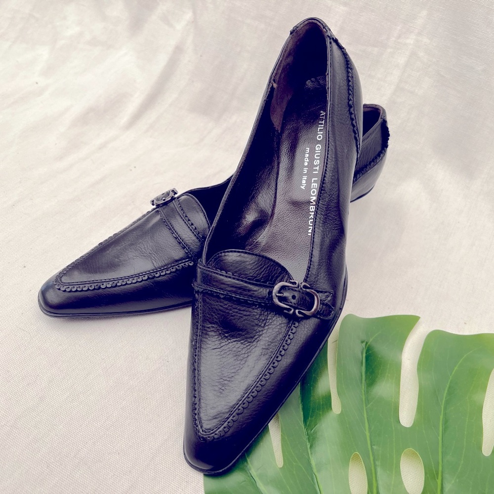 NWOT AGL Attilio Giusti Leombruni leather kitten heel sz 38.5